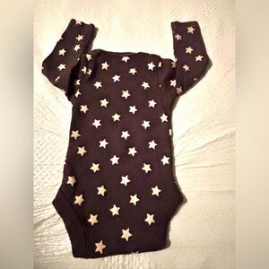 Gerber Black One-Piece Bodysuit with White Star Print